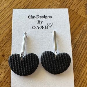Black Heart Earrings by ClayDesignsbyCASH